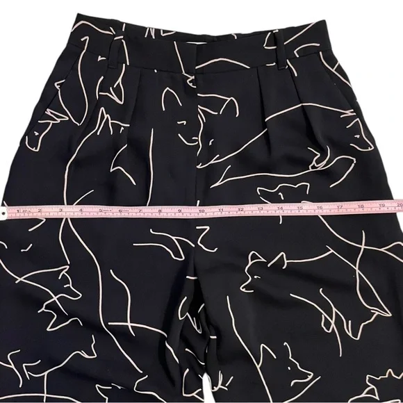 Babaton Pants Fox Print Sz 2 Black Tan Classic Baggy Fit Tapered Leg Aritzia - Picture 13 of 16